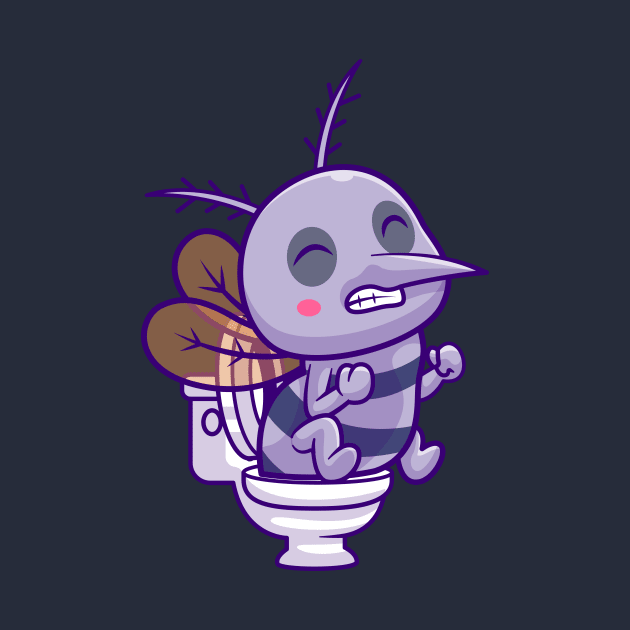 Cute Mosquito Pooping On Toilet Cartoon by Catalyst Labs