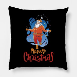 Skipping Santa Claus Wishes Merry Christmas  jumping rope Pillow