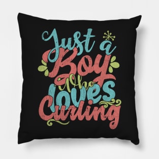 Just A Boy Who Loves Curling Gift graphic Pillow