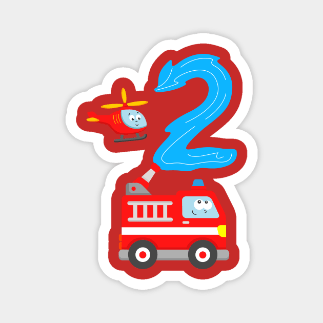 2nd Birthday Boys Toddlers Fire Truck Magnet by samshirts