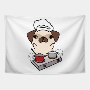 Funny Pug is cooking Tapestry