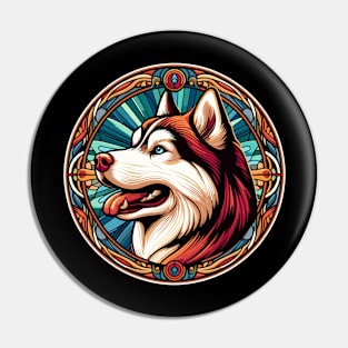 Siberian Husky  - Art Nouveau Style - Dog Lovers Gift Pin