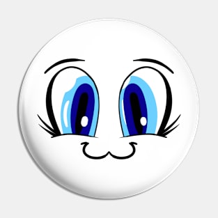 Large Anime Cartoon Eyes  - Face Mask Pin