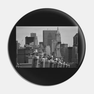 New York City Seagulls Black and White Pin