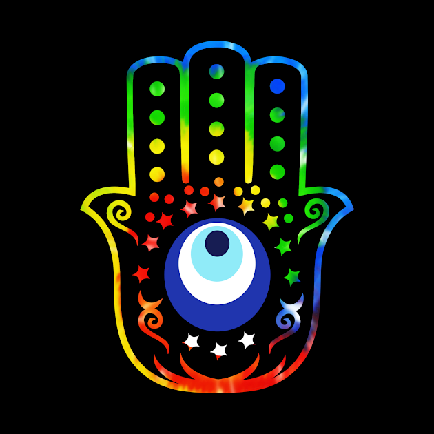 Hand of Hamsa Tie Dye Evil Eye by livania