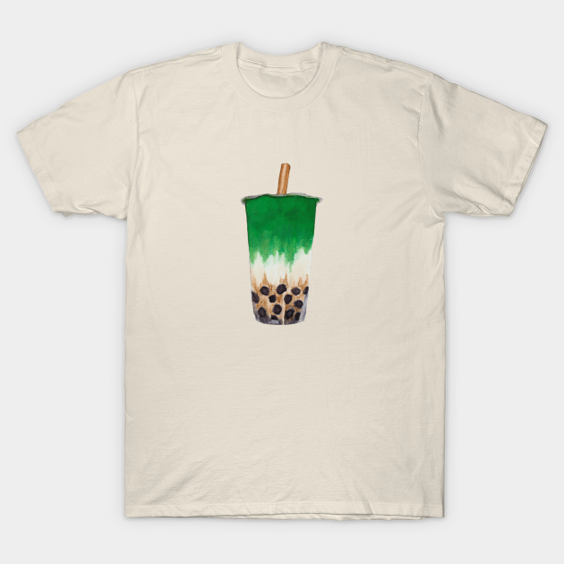 Matcha Bubble Tea Watercolour Design - Bubble Tea - T-Shirt