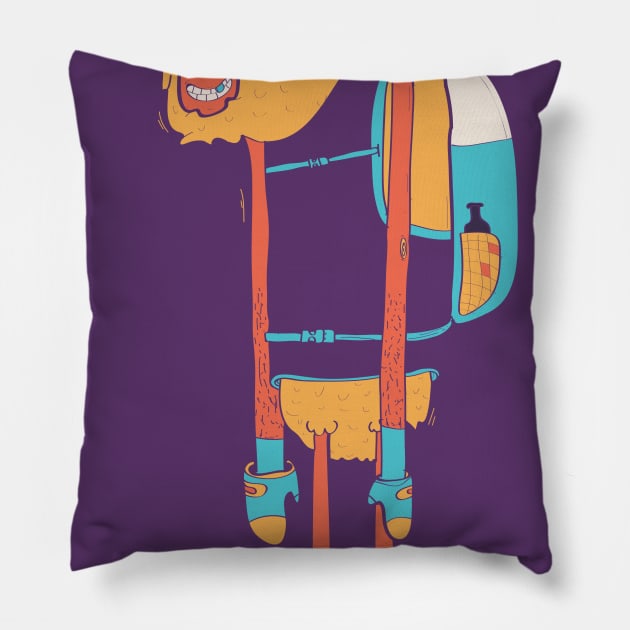 Monster Skier Pillow by PulceDesign