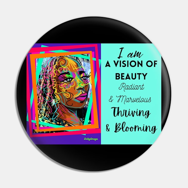 Retro Vibes Affirmations Pin by artbyomega