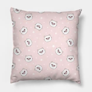 Seamless pattern of a cute cats and white stars Pillow