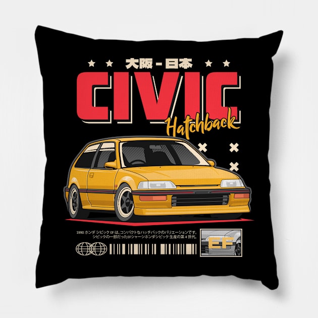 Civic EF Hatchback Pillow by squealtires