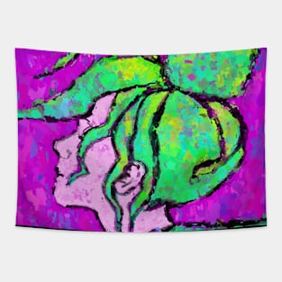 Girl with a green hair Tapestry