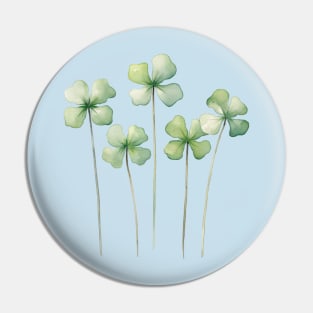 Lucky Four-Leaf Clovers watercolor Pin