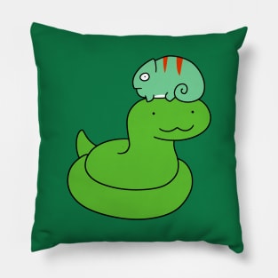 Snake and Little Chameleon Pillow