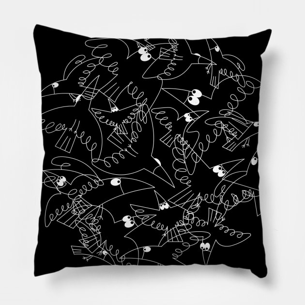 crows doodle Pillow by gh30rgh3