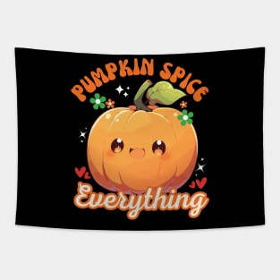 Cute Kawaii Pumpkin Spice Everything Fall Season Funny Thanksgiving Tapestry