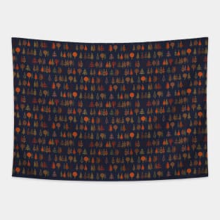 Gingerbread Trees - Gold, Orange and Copper on Black - pretty winter pattern Tapestry