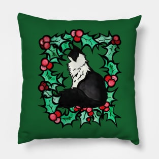 Tuxedo Cat Christmas Pillow