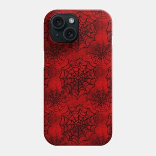 Red Cobweb Round Spider Web Pattern Phone Case