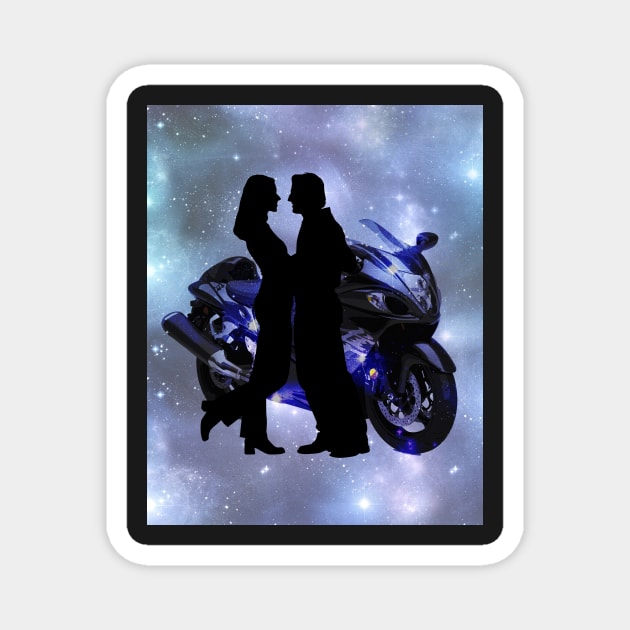 Motorcycle couple in Blue Magnet by allthumbs