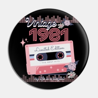 Vintage 1981 Limited Edition Music Cassette Birthday Gift Pin