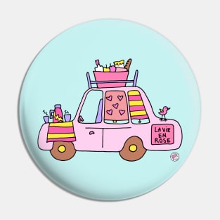 Pink vintage car Pin