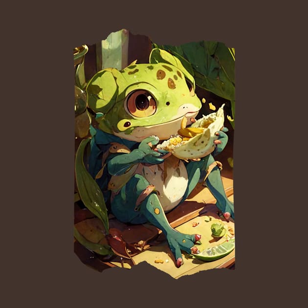 Cute Frog Eating by Meoipp