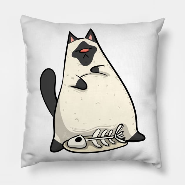 Siamese Lazy Cat Pillow by KPrimeArt