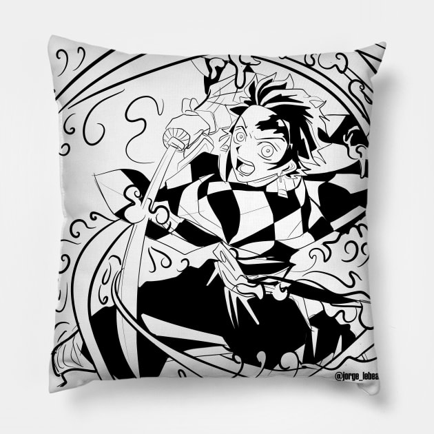 Kamado Tanjiro, from kimetsu no yaiba Pillow by jorge_lebeau