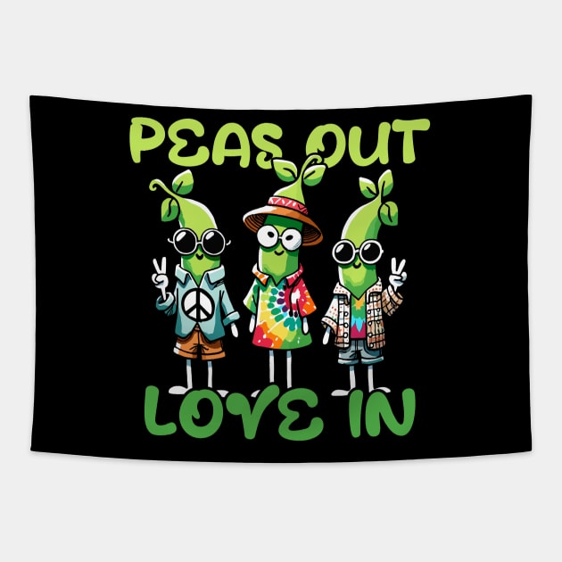 Peas out love in Hippie Pea Peace Design Tapestry by DoodleDashDesigns