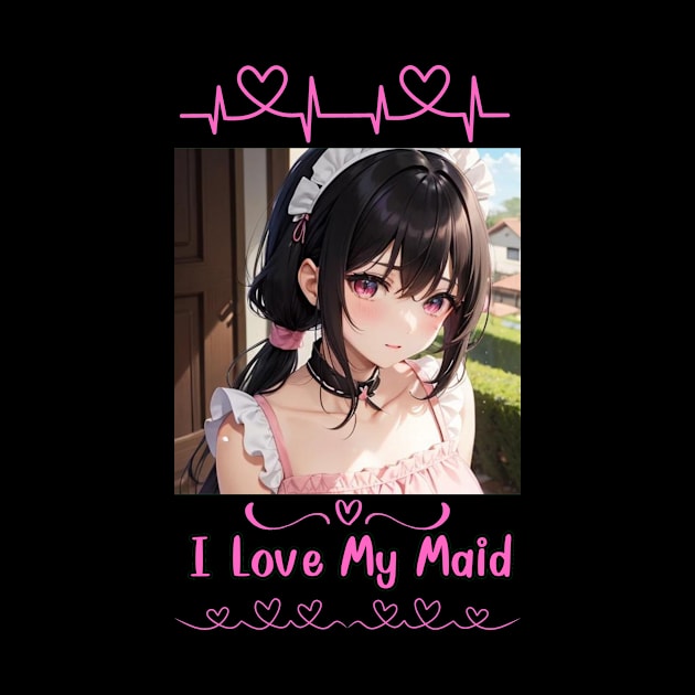 I Love My Maid Heart Anime Girl by Clicks Clothes