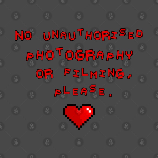 No unauthorised photography or filming, please. by LanaBanana