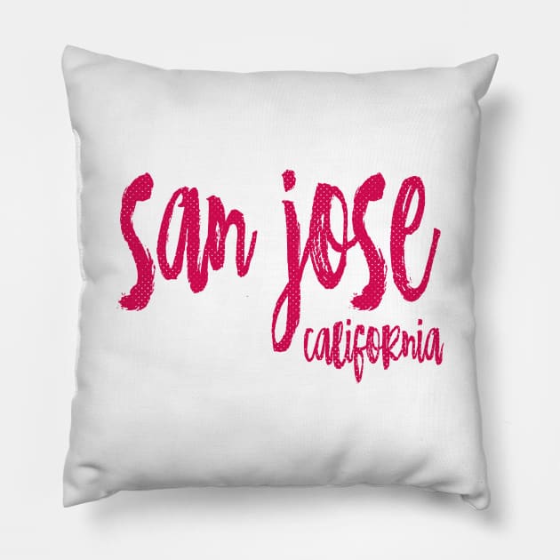 San Jose California - CA State Paint Brush Retro Red/Pink College Typography Pillow by thepatriotshop