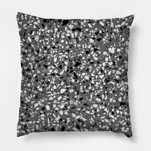 Dark Grey Monochrome Speckles Pillow by fivemmPaper