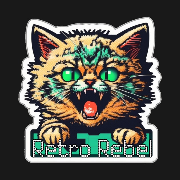 Street cat fighter Rebel sticker kitty design by Teeboom St