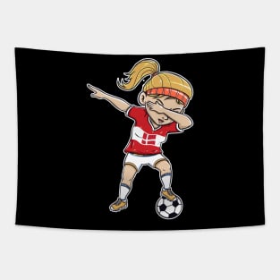 Dabbing Soccer Player Funny Denmark Fan T-Shirt girl Tapestry