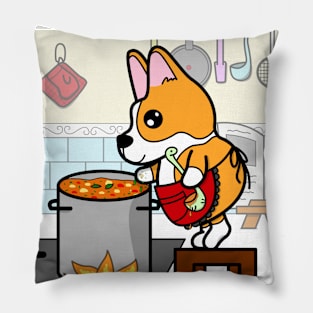 Cooking Corgi Pillow