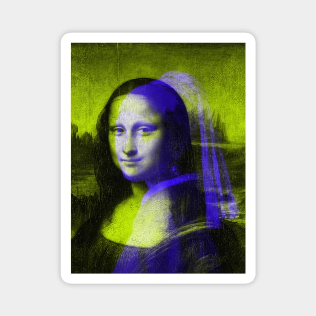 Monna Lisa with a Pearl Earring Interactive Yellow&Blue Filter #2 By Red&Blue Magnet by RedAndBlue