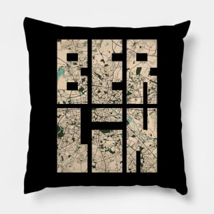 Berlin, Germany City Map Typography - Vintage Pillow