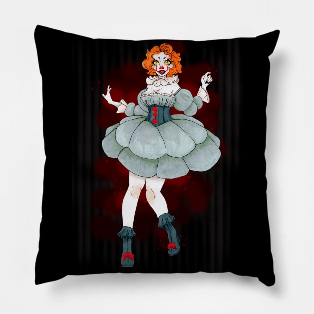 Cute horror clown girl Pillow by Beelixir Illustration