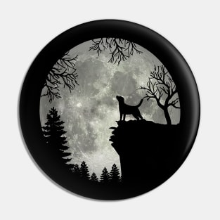 Labrador Retriever Dog And Moon Scary Halloween Pin