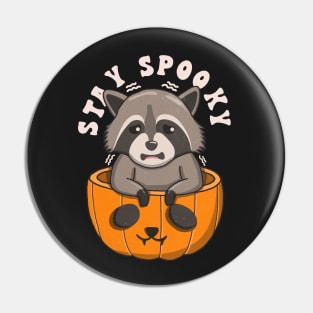 Retro Raccoon Stay Spooky Pin