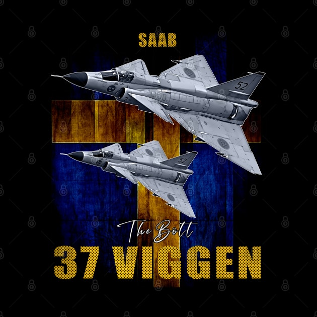 Saab 37 Viggen Swedish Multi Combat Aircraft by aeroloversclothing