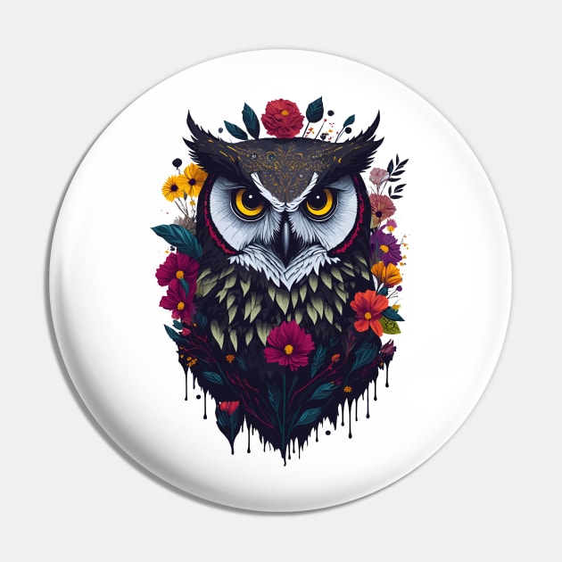 Head of owl with flowers Pin by remixer2020