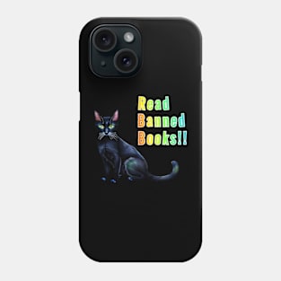 Batman says Read Banned Books! Rainbow Text Phone Case