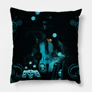 Awesome dark fantasy violin with skulls Pillow