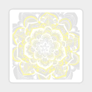 Woven Fantasy - Yellow, Grey & White Mandala Magnet