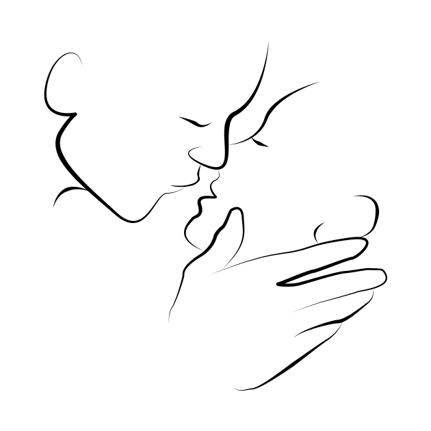 A Couple Kissing Line Art Illustration On White by 4U2NV-LDN