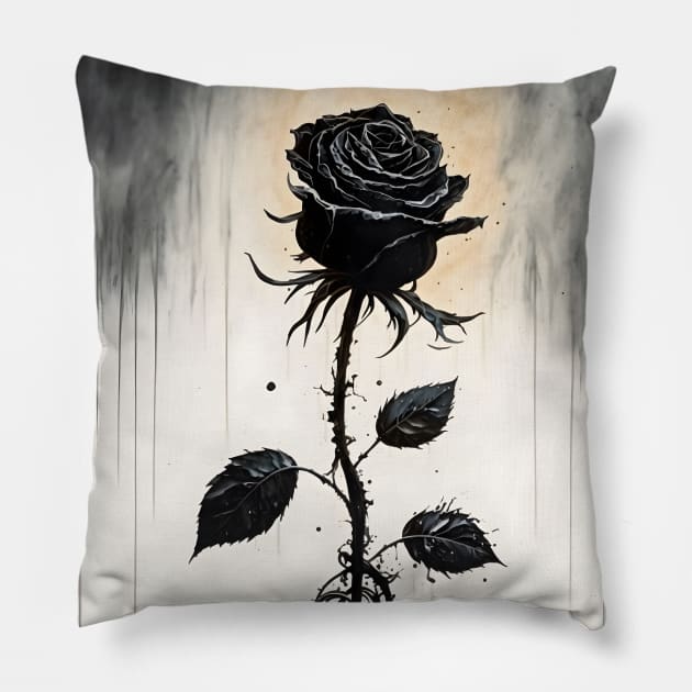 Black Rose Goth Gothic Dark Romance Design Pillow by designs4days