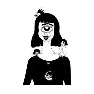 cyclop girl and birds T-Shirt