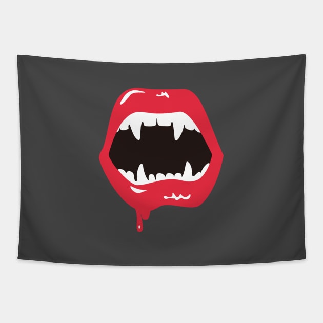 Vampire Teeth Halloween Tapestry by Room Thirty Four